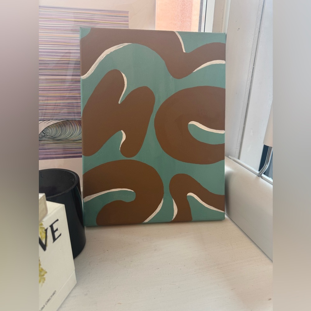 Abstract Canvas Art in Brown and Green
